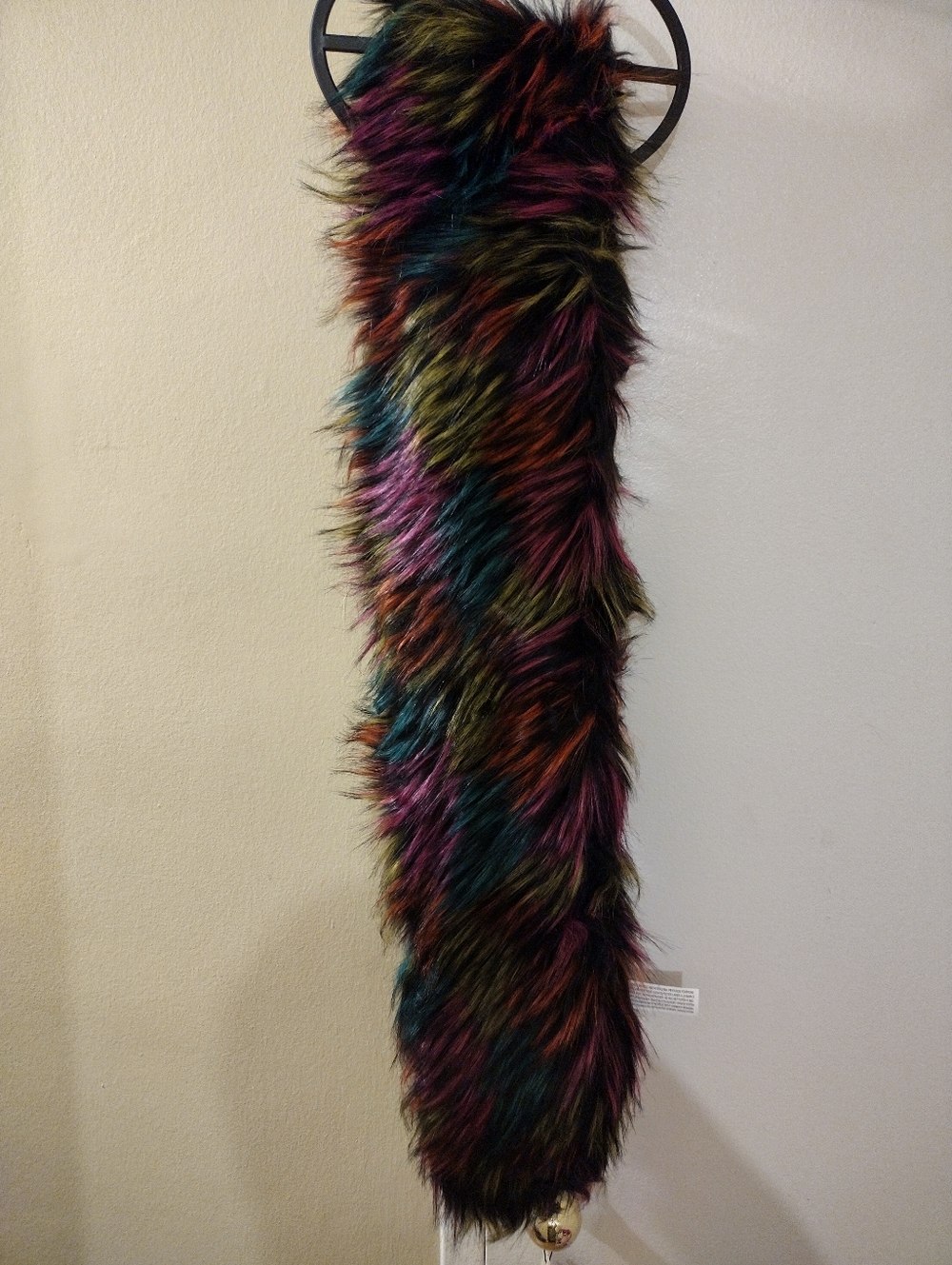 Forever 21 Multicolor Faux Fur Scarf - Teal, Purple, Orange, Black